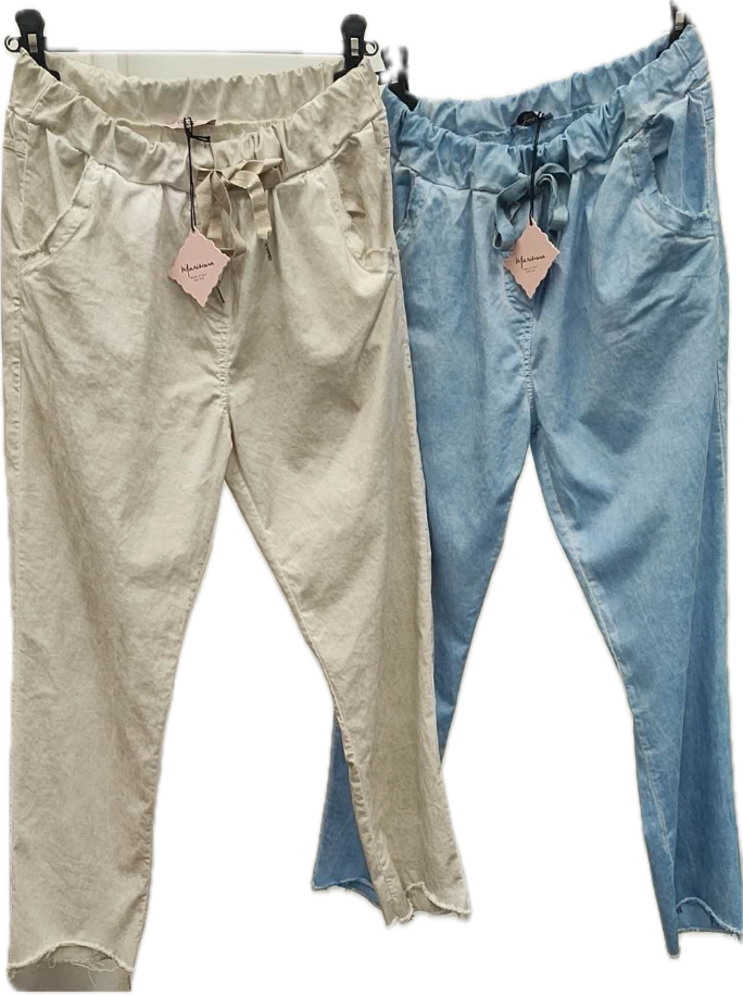 Vintage-Wash Frayed Jogger Pants