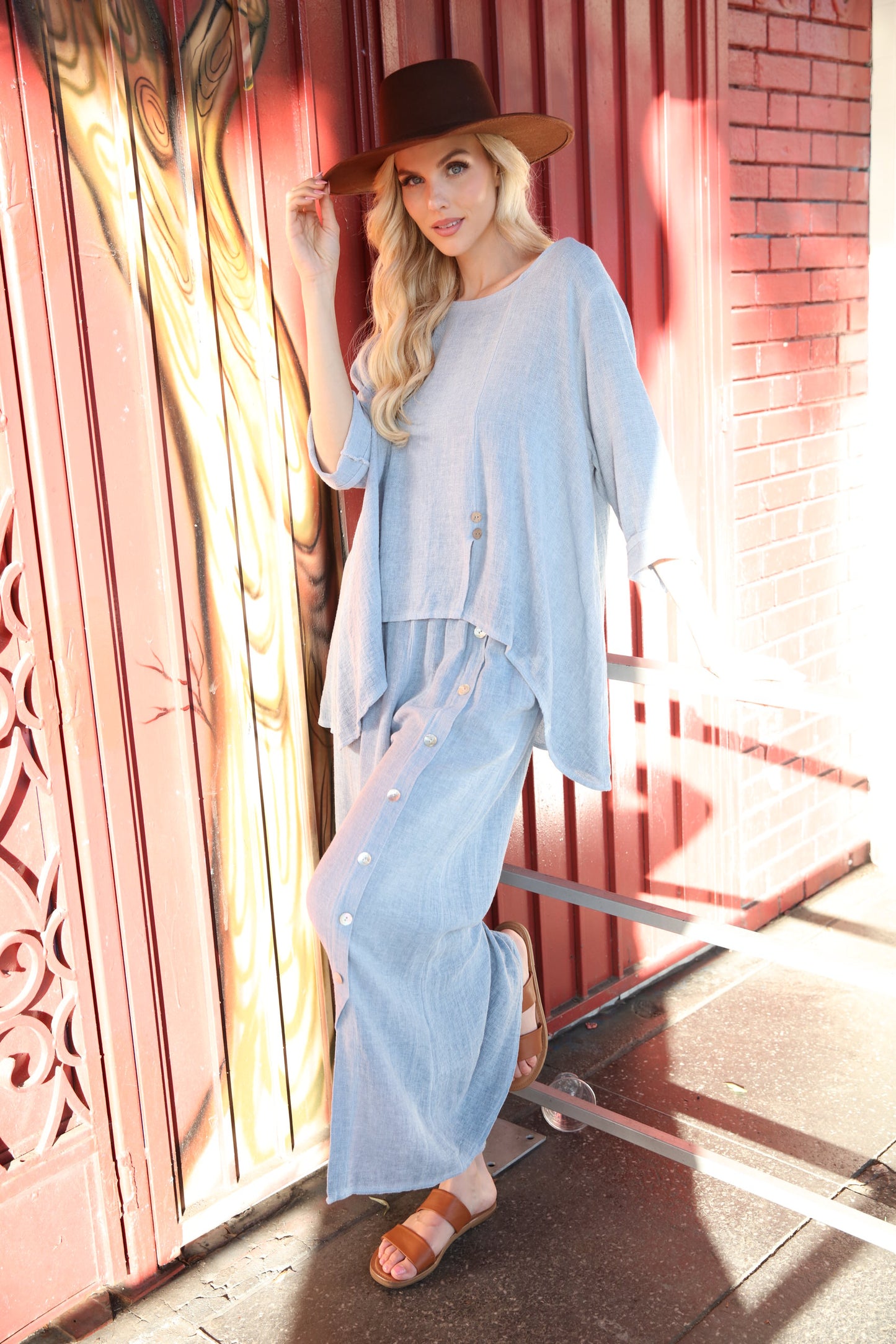 Gauze Buttons Pants