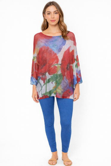 Crimson Petal Mesh Top