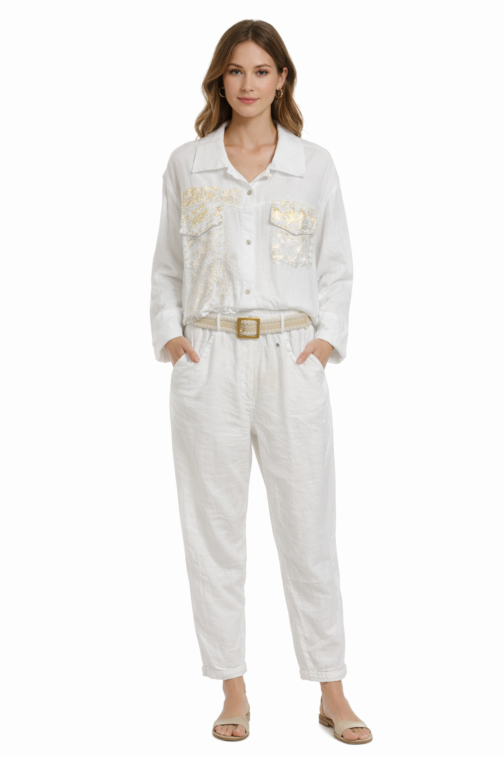 Gold Splatter Button-down Top