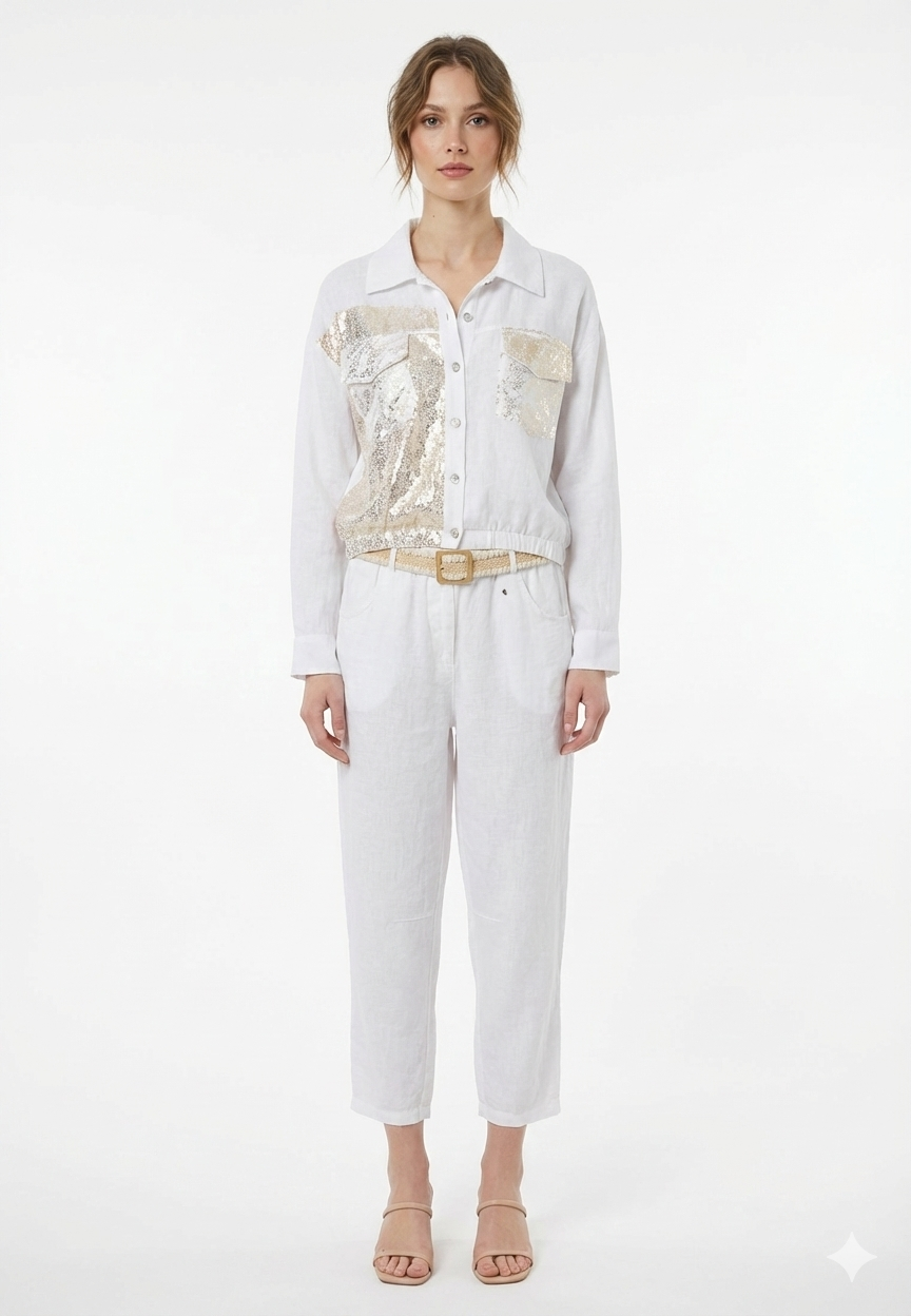 Gold Splatter Button-down Top