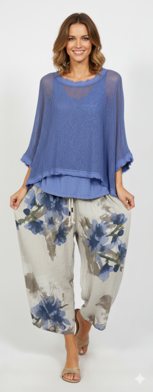 Linen Artistic Floral Pants