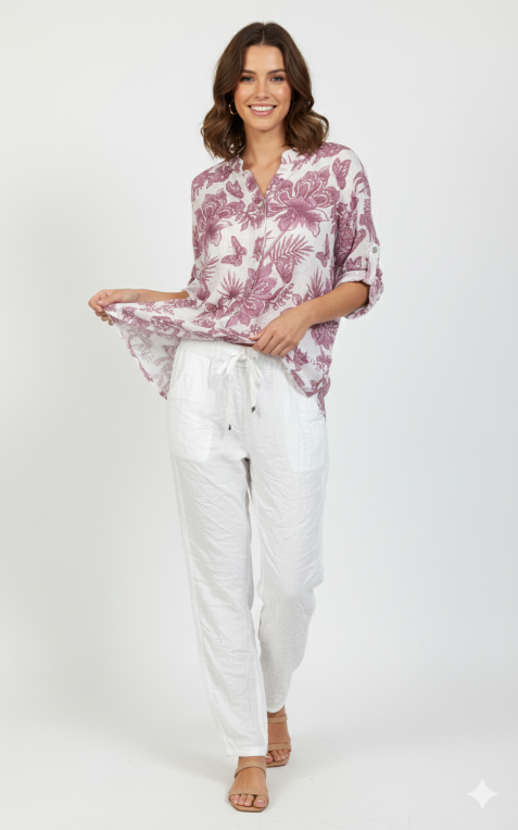 Botanical Butterfly Cotton Top
