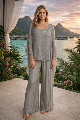 Silk Sequin Embroidery Top