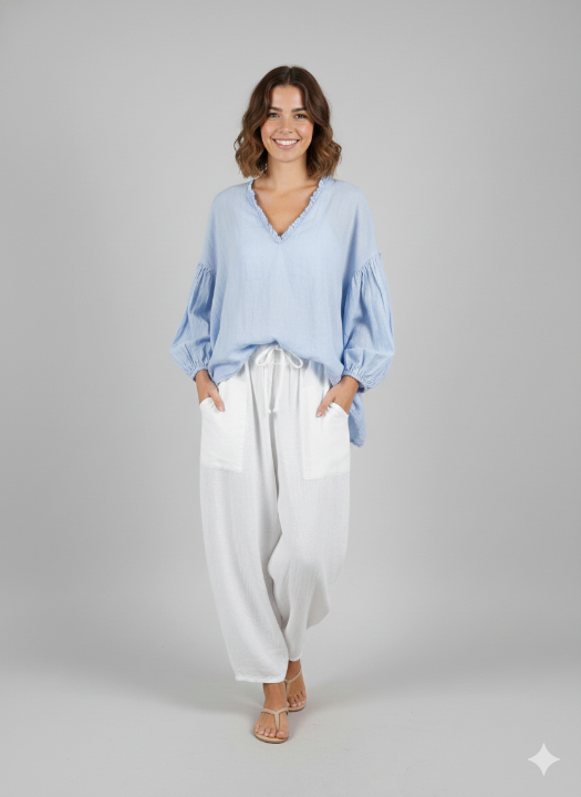 Cotton V-neck Top