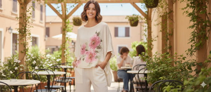 Linen Floral Top