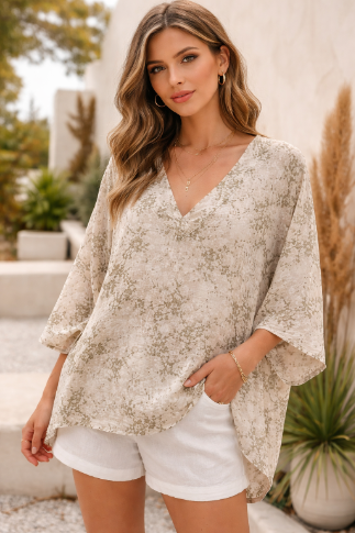 Vintage Floral V-Neck Top