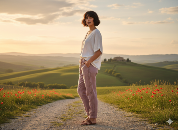 Sequin Lace Trim Stretch Joggers