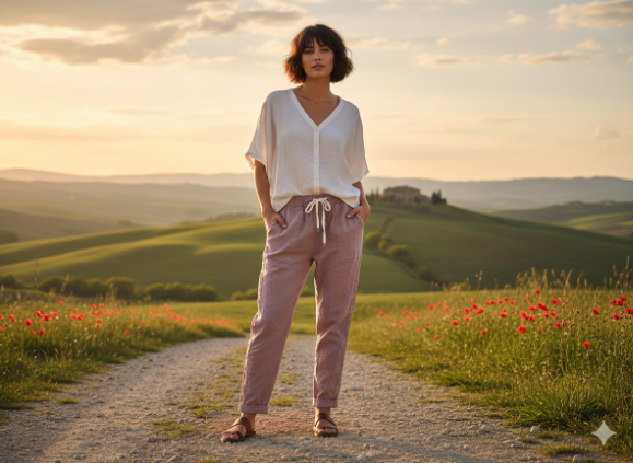 Sequin Lace Trim Stretch Joggers