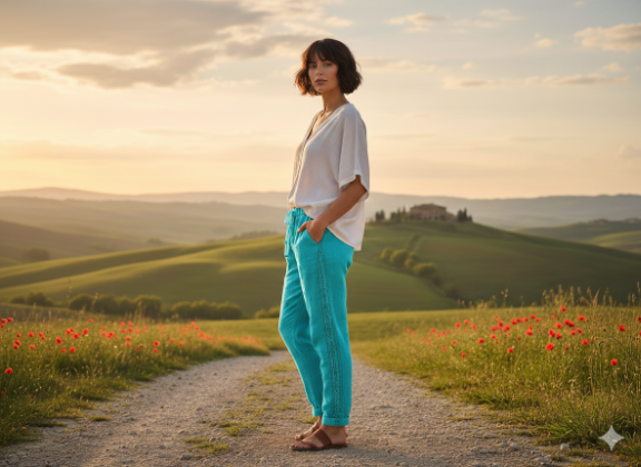 Sequin Lace Trim Stretch Joggers