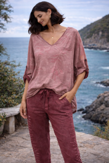 Shiny Floral Print Top