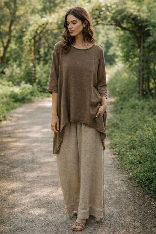 Long Frayed Gauze Pants