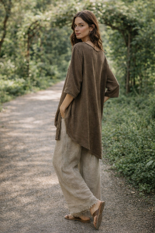 Long Frayed Gauze Pants