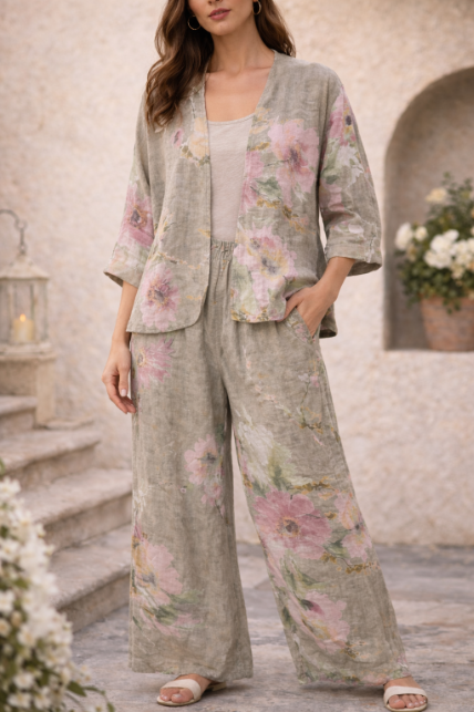 Floral Linen Cardigan