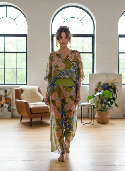 Meadow Bloom Silk Pants