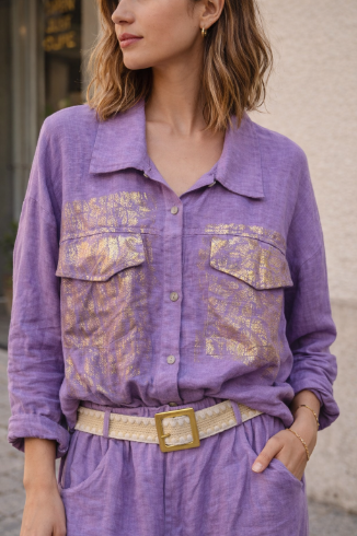 Gold Splatter Button-down Top