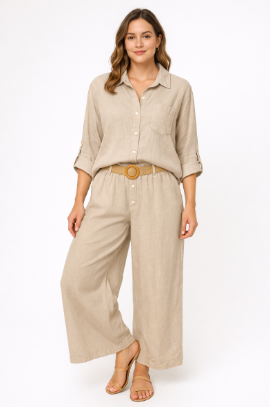 Linen Button-down Top