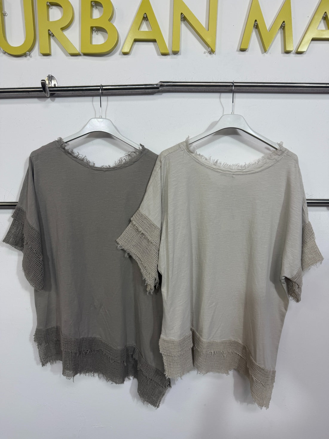 Raw Edge Linen Fishnet Top
