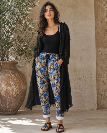 Raw Edge Hooded Duster