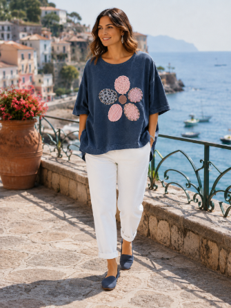 Washed Appliqué Patch Top