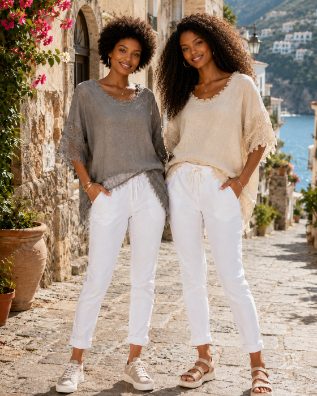 Raw Edge Linen Fishnet Top