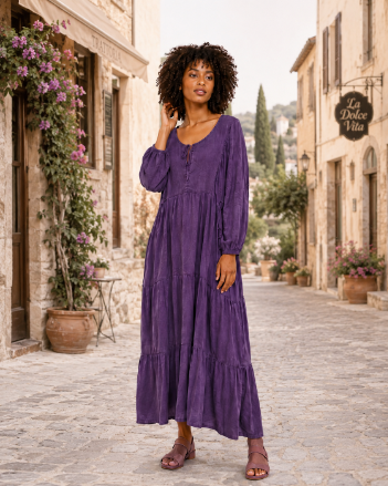Washed Tiered Dress