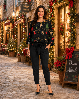 9066 Christmas Scene Knit Top