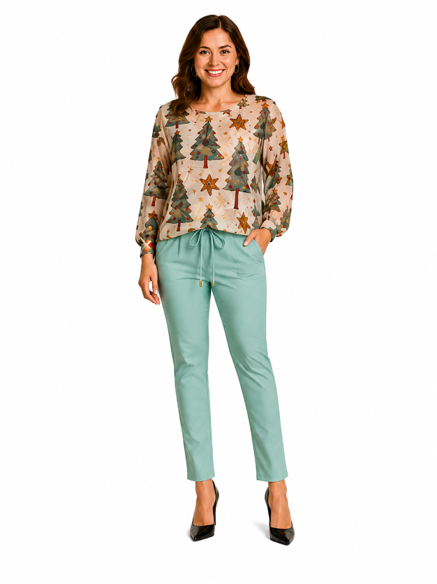 9066 Holiday Tree Knit Top