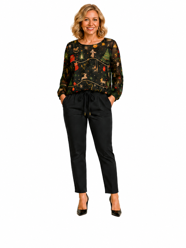 9066 Christmas Scene Knit Top