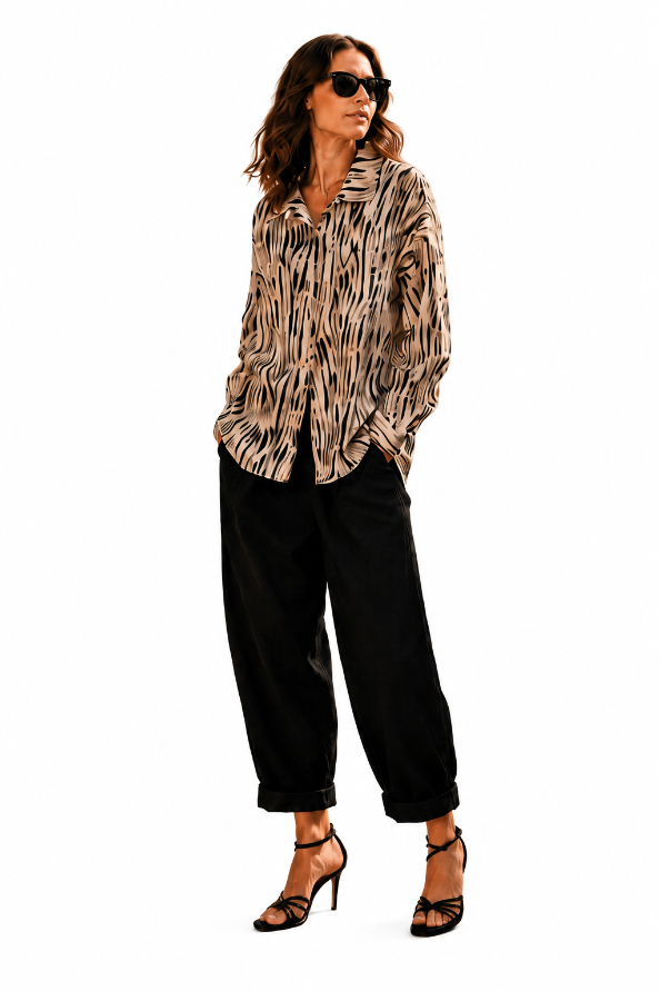 Abstract Linen Blend Shirt