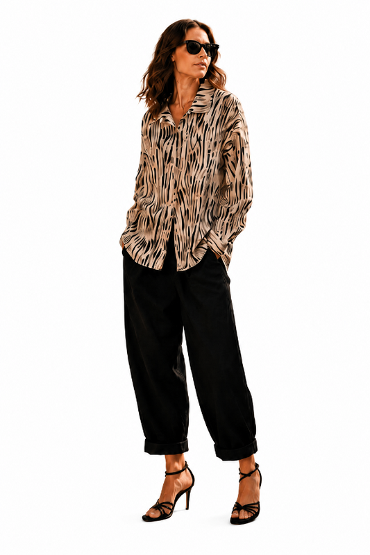 Abstract Linen Blend Shirt