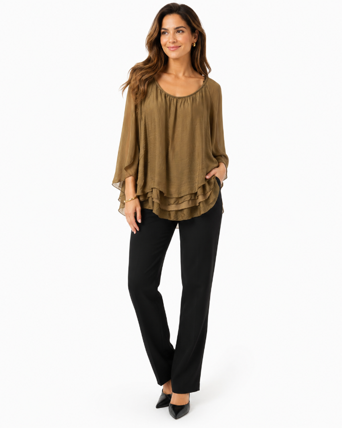 68025  Layered Silk Tunic Top