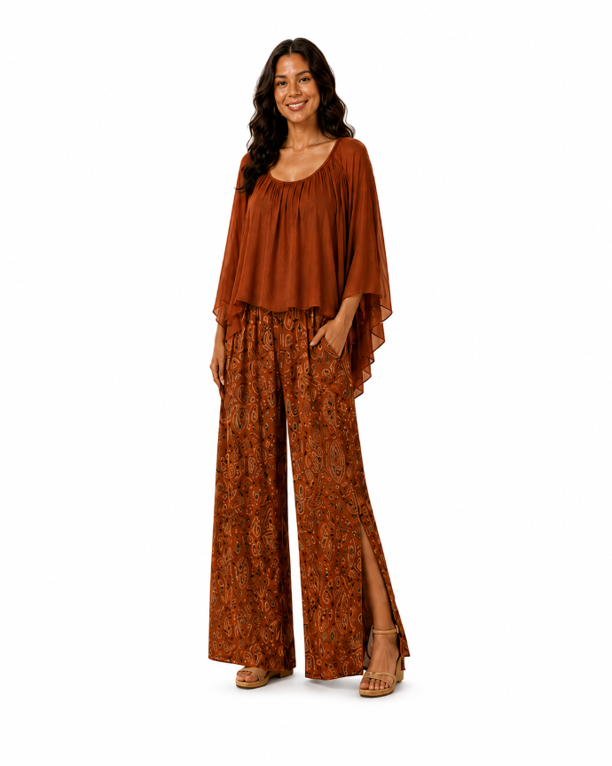 67081- Rust Wide Leg Pants