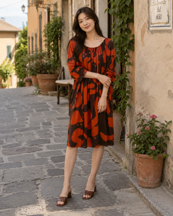 68052- Dot Print  Dress