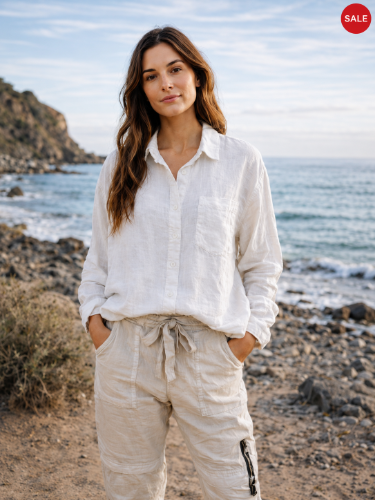 Linen Button-down Pocket Top
