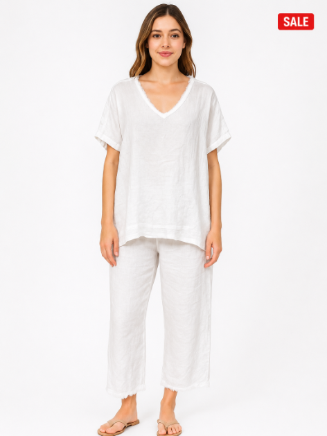 Linen V-neck Top