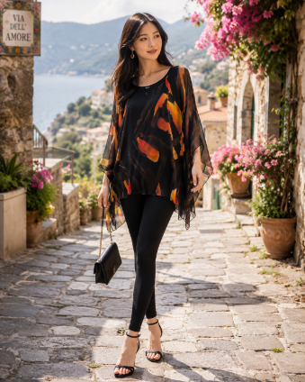 8183 Abstract Drape Top