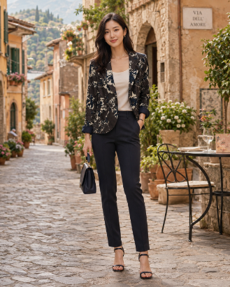 A82 Floral Jacquard Blazer Jacket