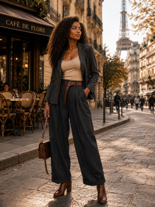 A42 Belted Tapered Stretch Pants