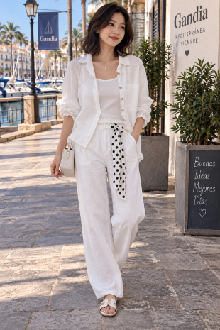 6706 Polka Dot Side Panel Pants