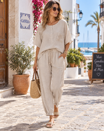 91591 Embroidered Pocket Gauze Top