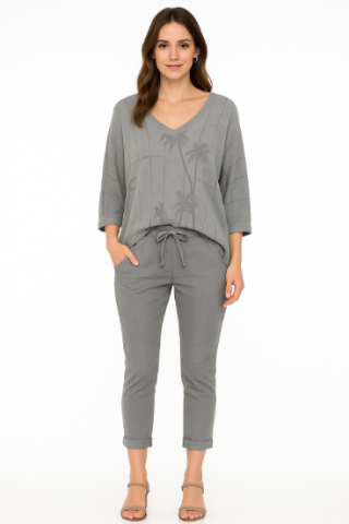 Palm Tree V-neck Top